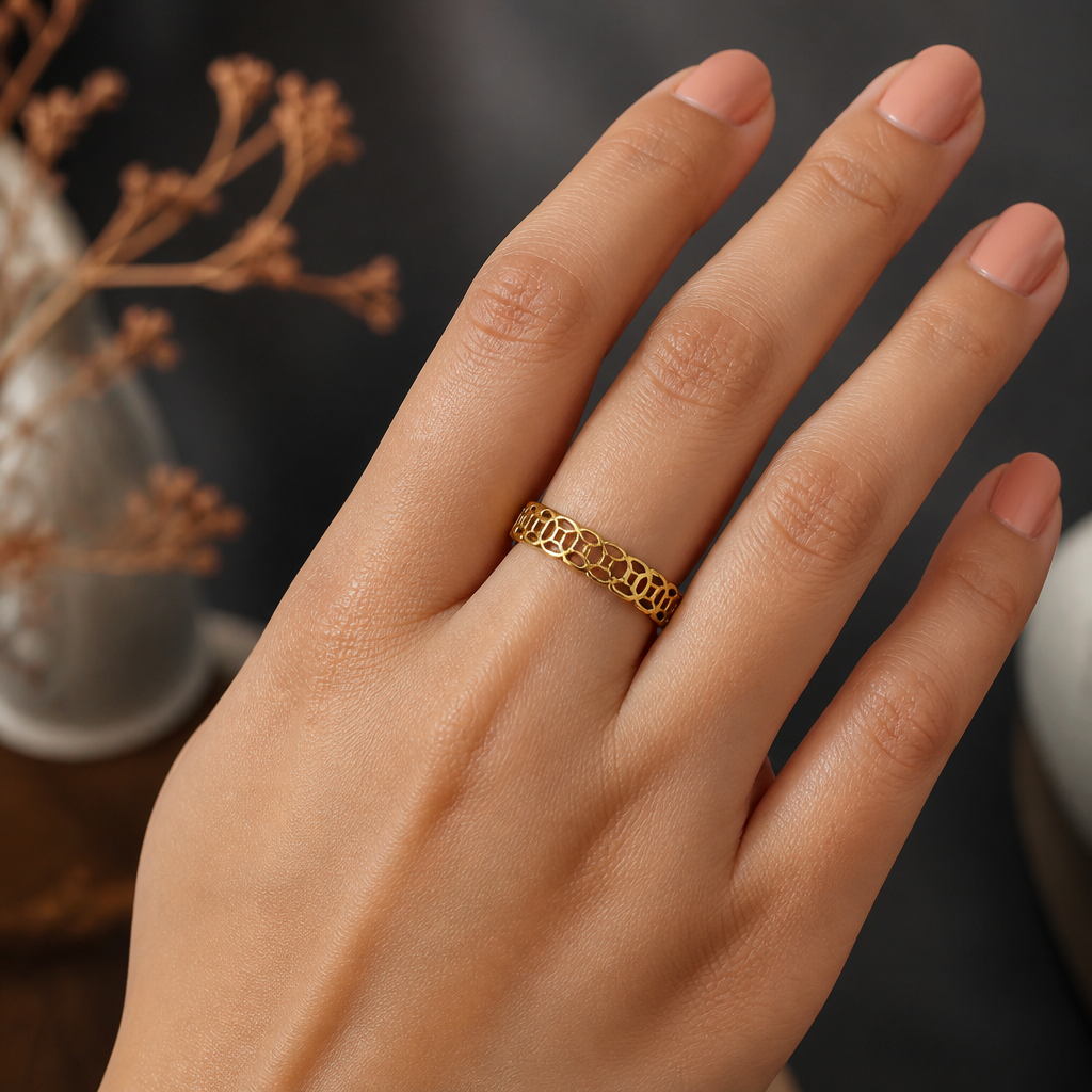 Gold Infinity Circles Ring