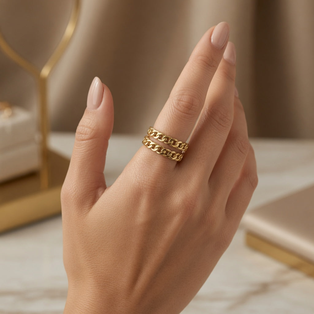 Golden Chain Stack Ring