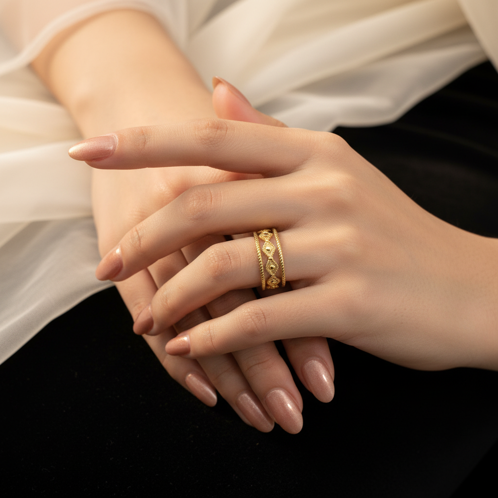 Golden Rope Eye Wrap Ring