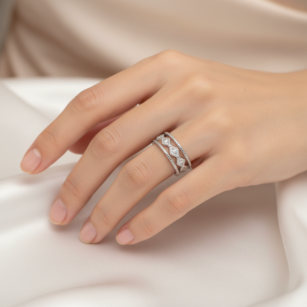 Silver Rope Eye Wrap Ring
