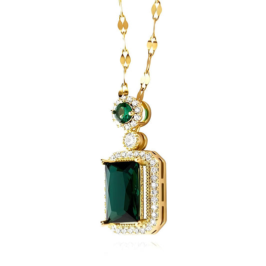 Golden Necklace with Green Emerald