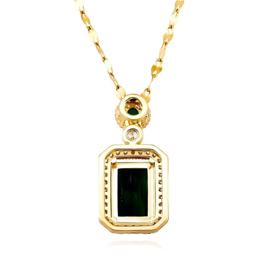 Golden Necklace with Green Emerald