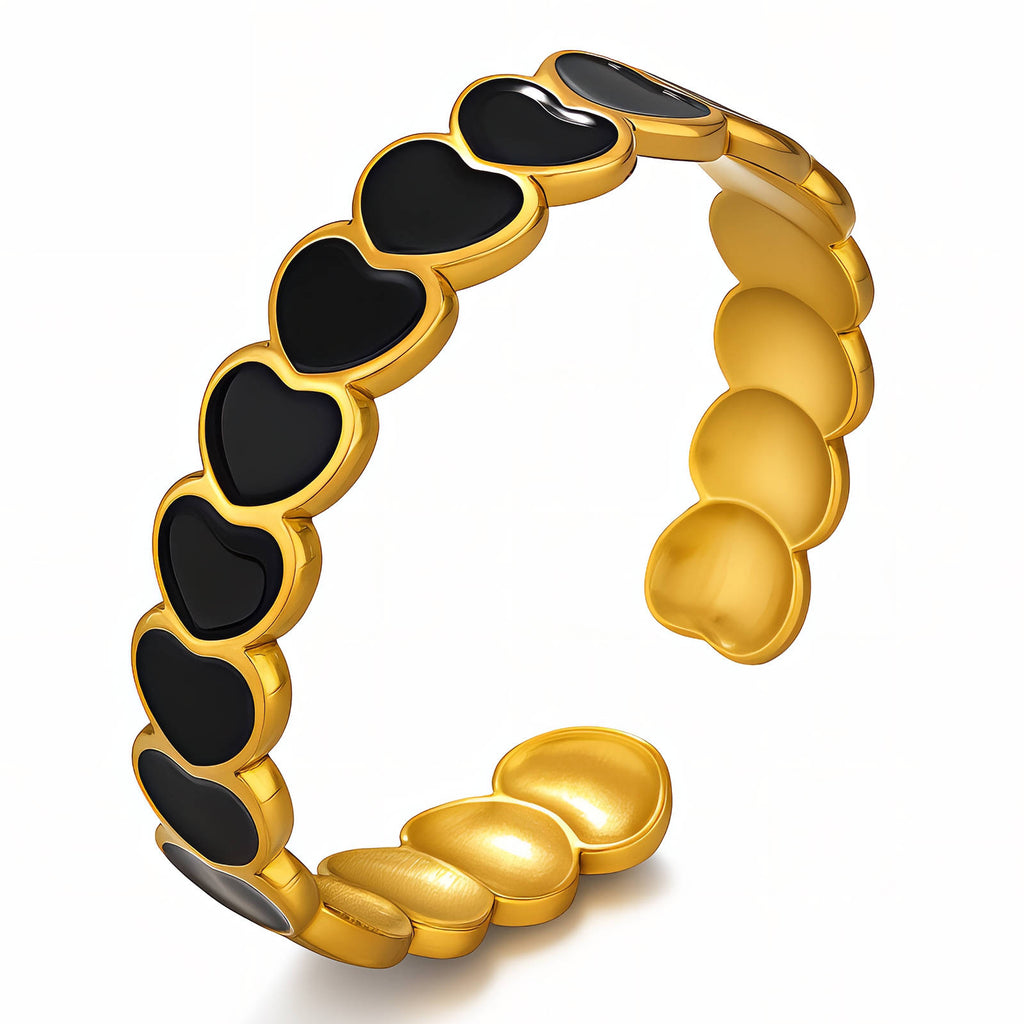Black Hearts Gold Ring