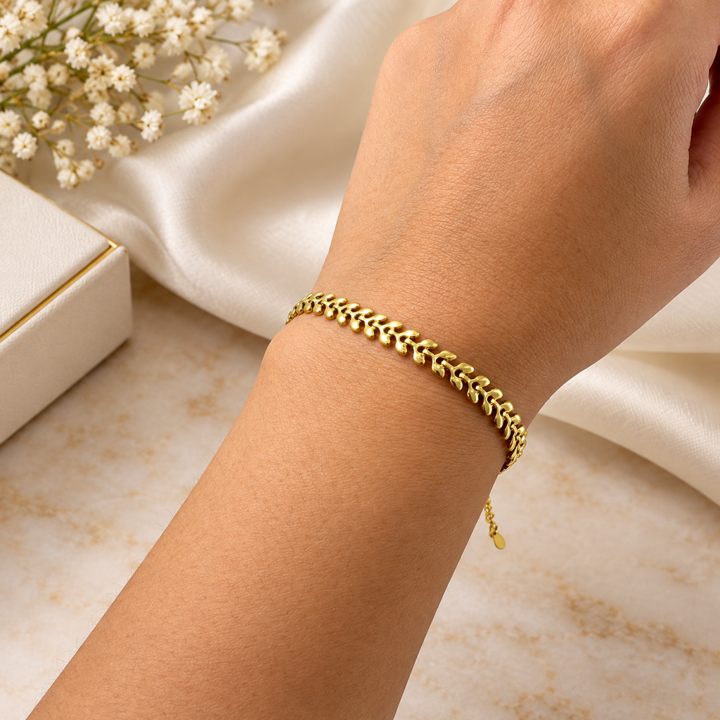 Gold Leaf Chain Bracelet