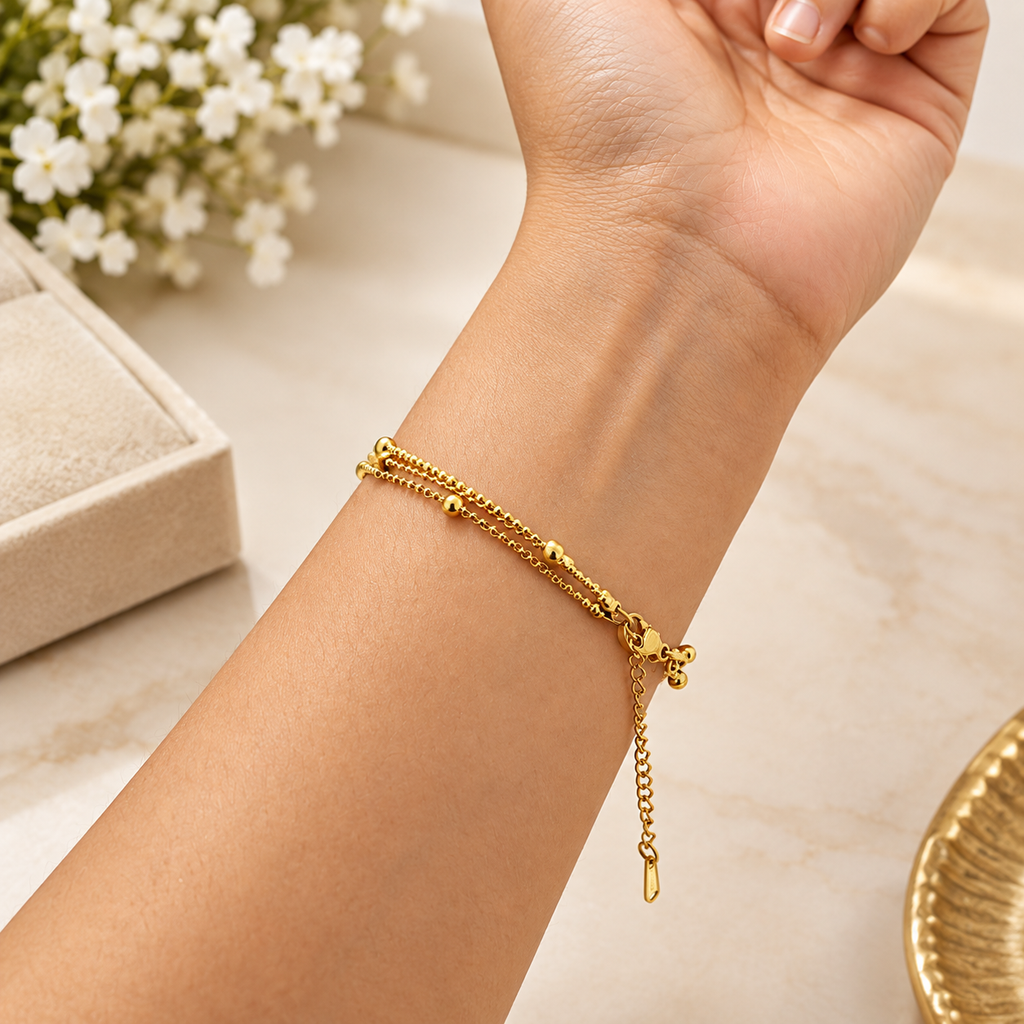 Beaded Layers Gold Bracelet
