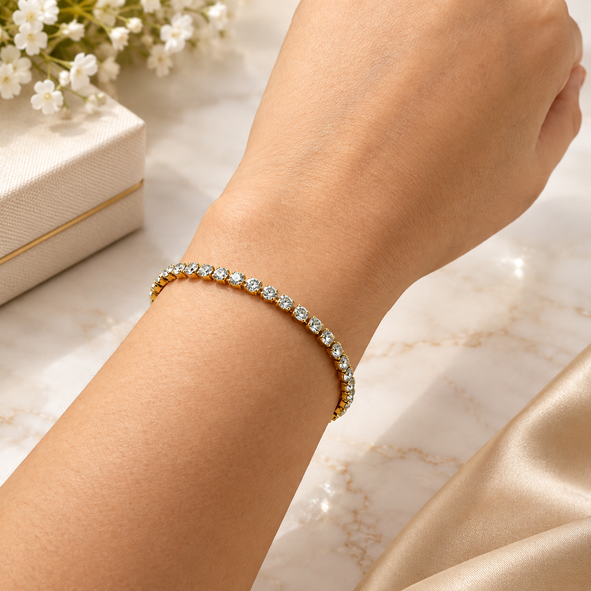 Golden Halo Tennis Bracelet