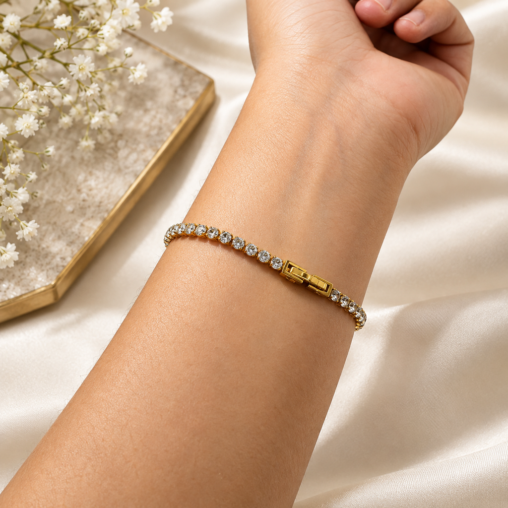 Golden Halo Tennis Bracelet
