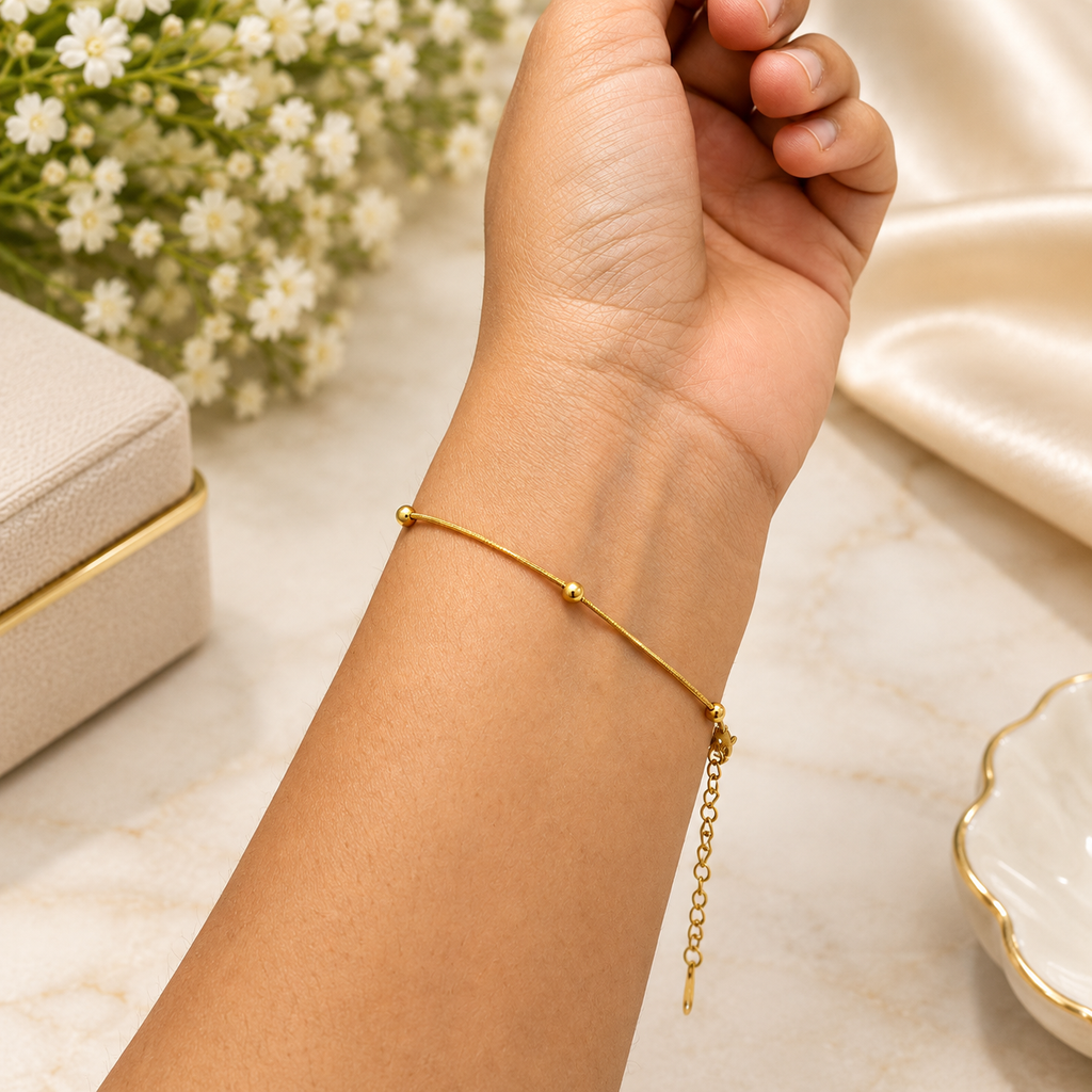 Beaded Chain Gold Bracelet