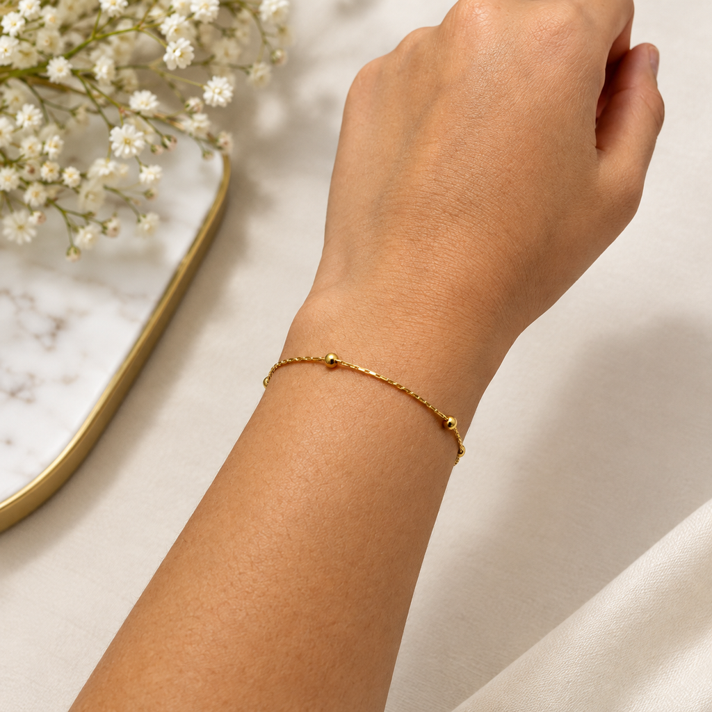 Beaded Chain Gold Bracelet
