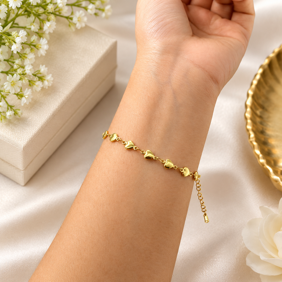 Heart Chain Gold Bracelet