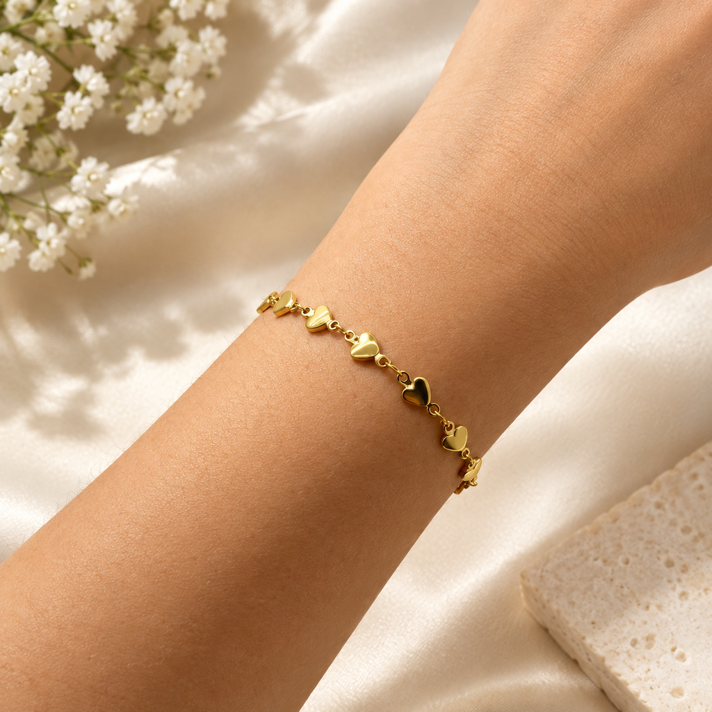 Heart Chain Gold Bracelet