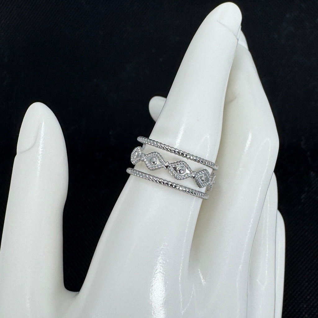 Silver Rope Eye Wrap Ring