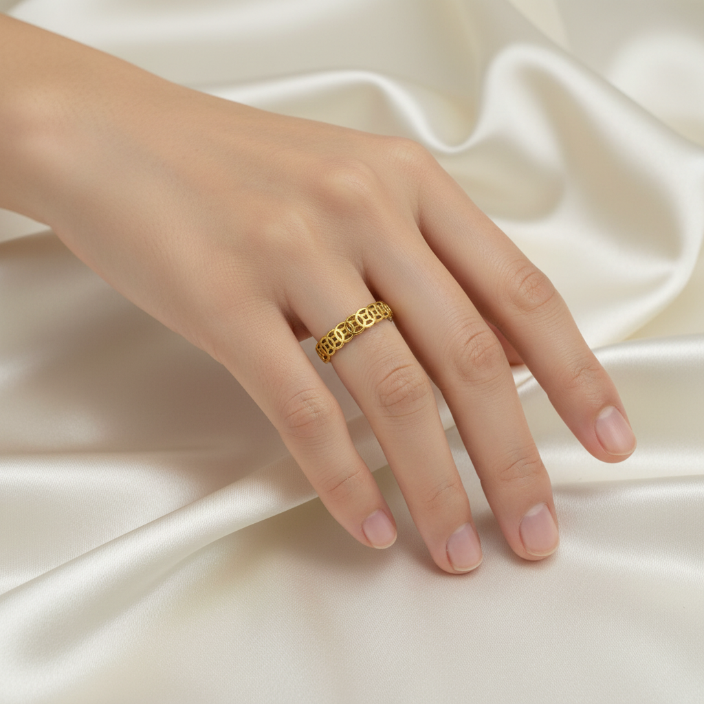 Gold Infinity Circles Ring