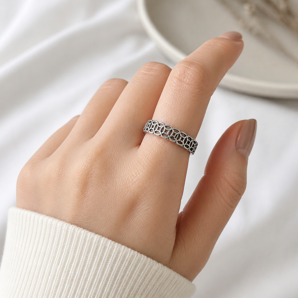 Silver Infinity Circles Ring