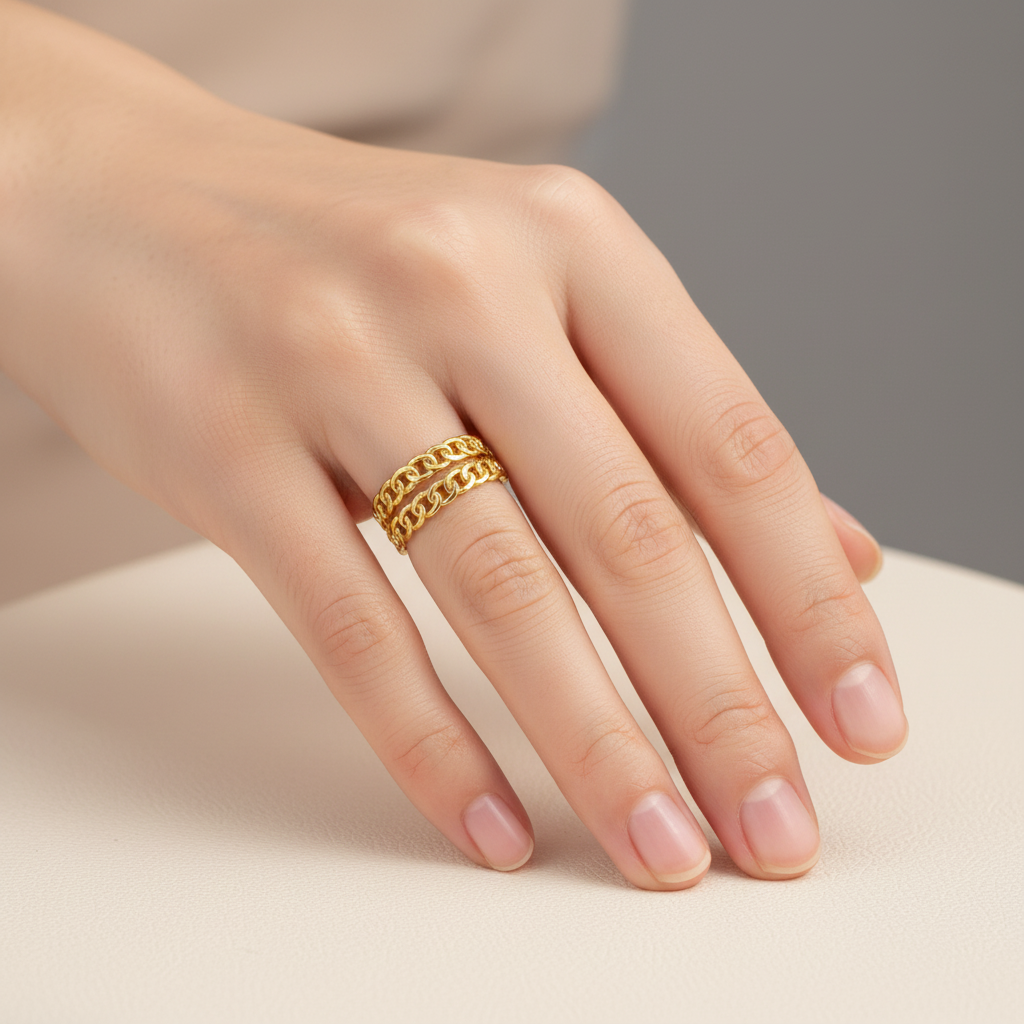 Golden Chain Stack Ring