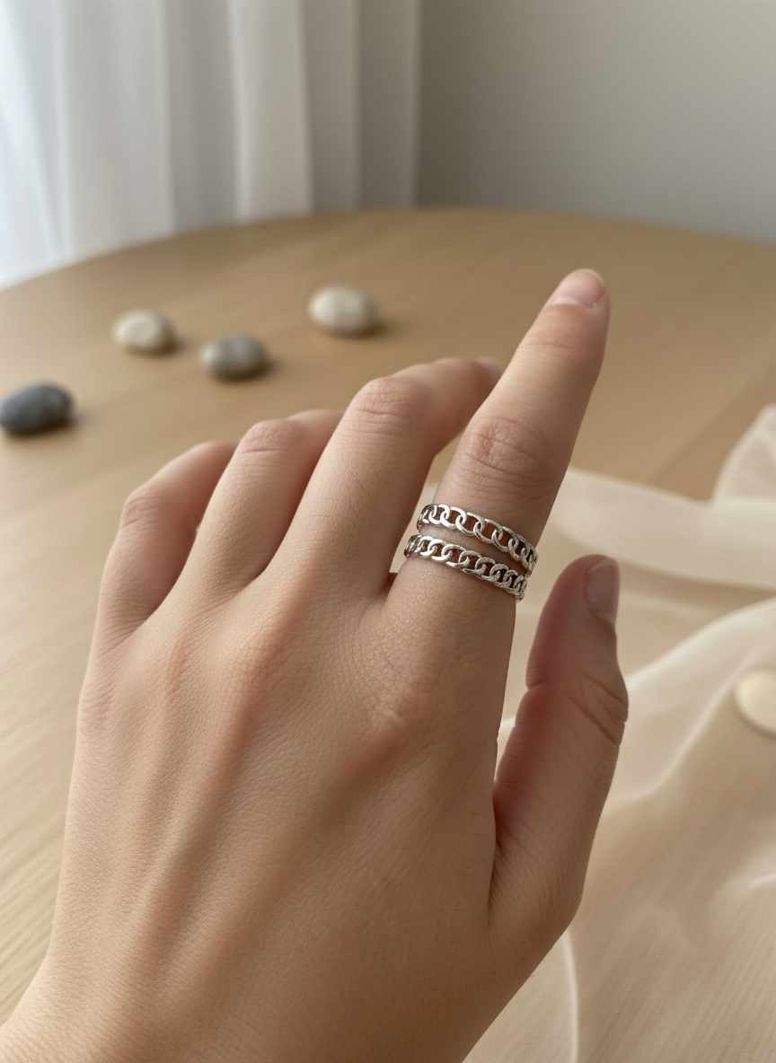 Silver Chain Stack Ring