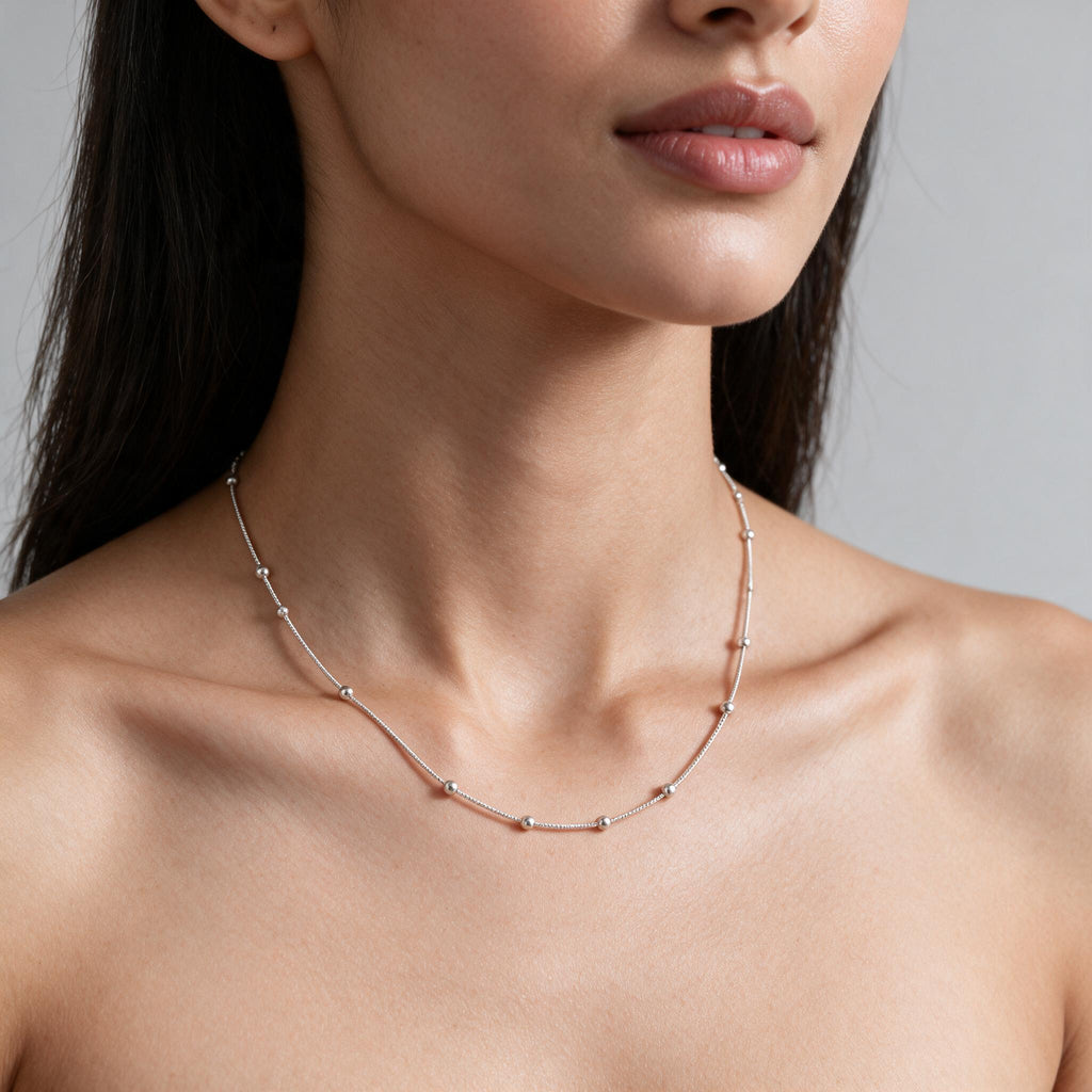 Silver Beaded Necklace