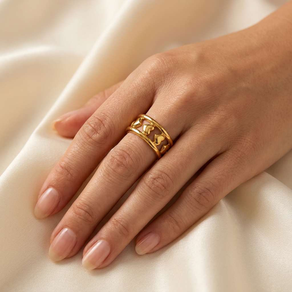 Golden Filled Hearts Ring