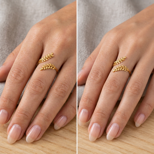 Double Feather Wrap Gold Ring