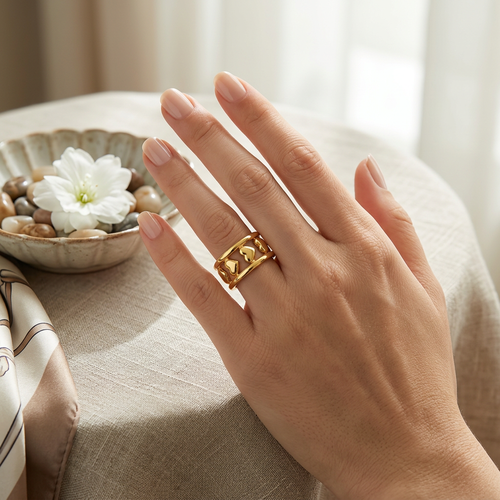 Golden Filled Hearts Ring