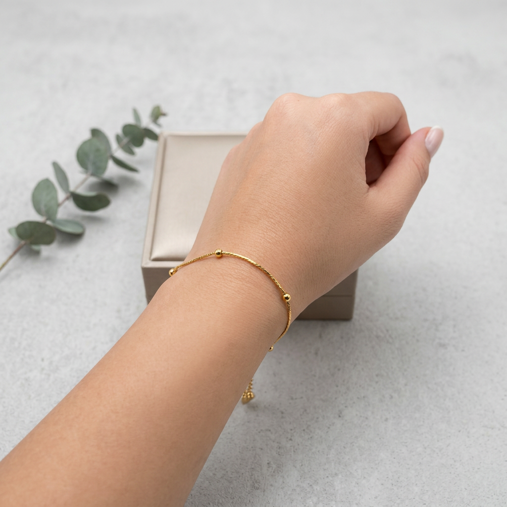 Beaded Chain Gold Bracelet