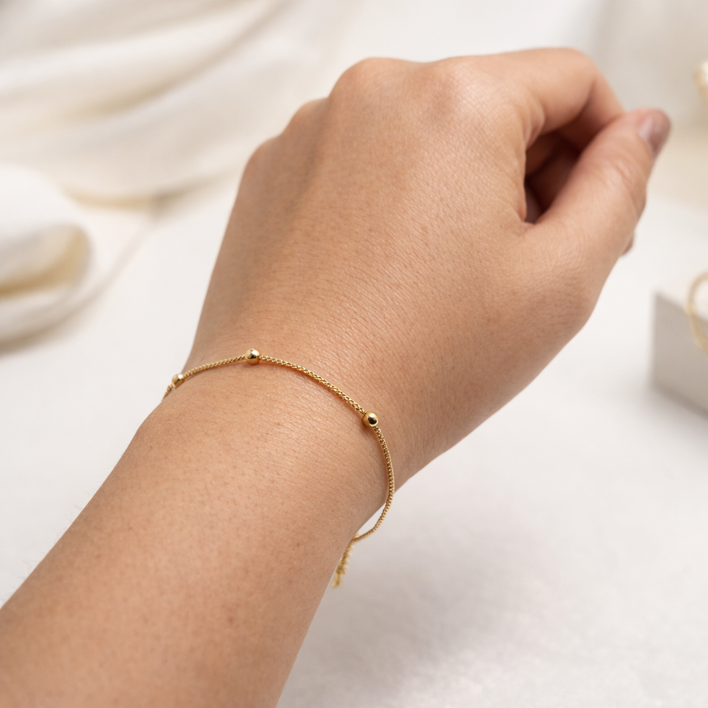 Beaded Chain Gold Bracelet
