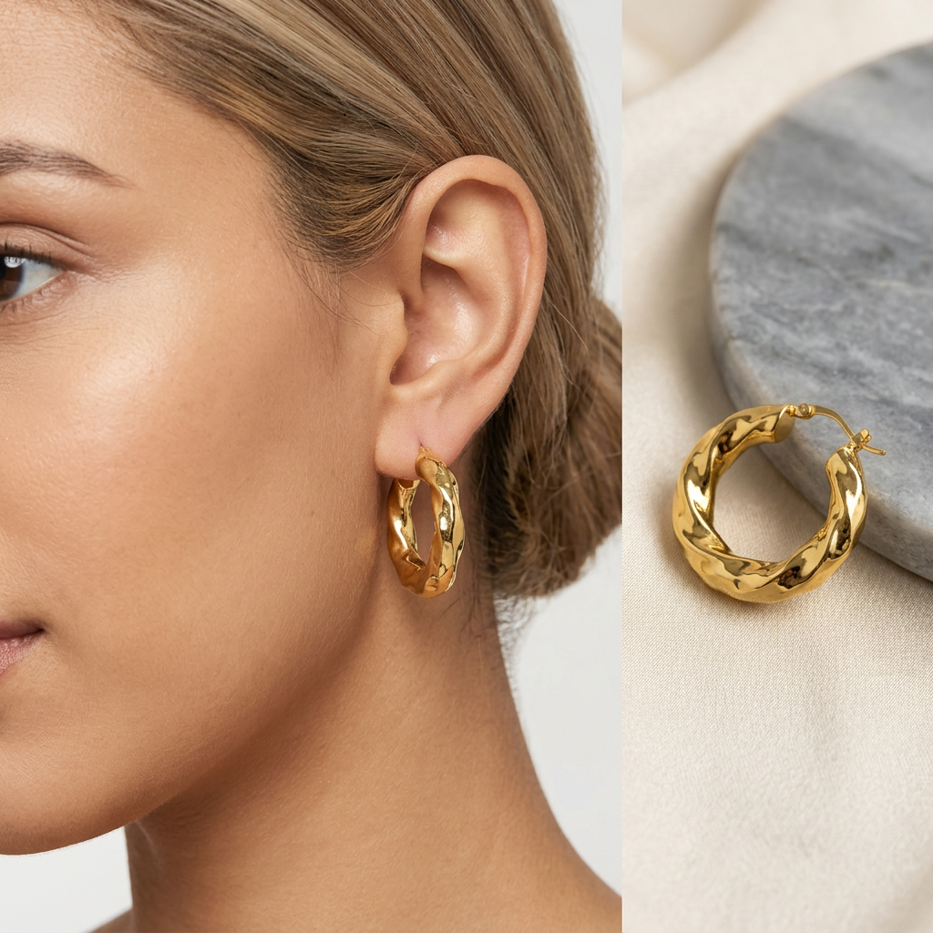 Gold Twisted Hoops