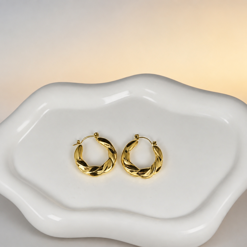 Gold Twisted Hoops