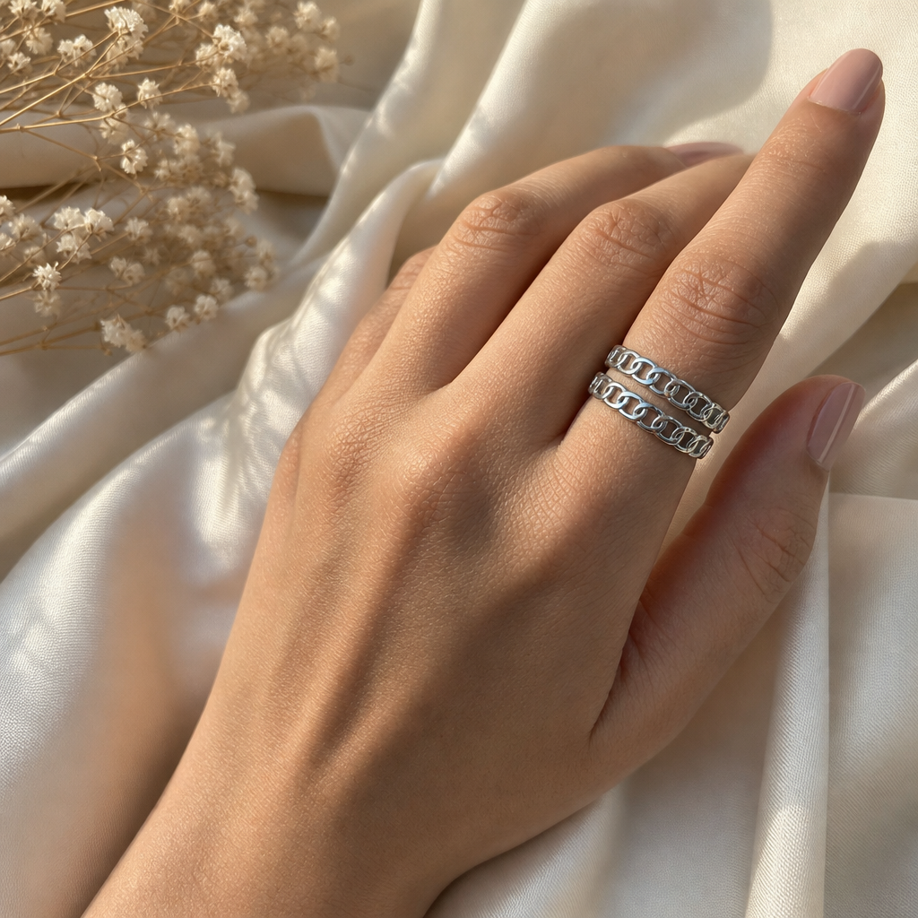 Silver Chain Stack Ring