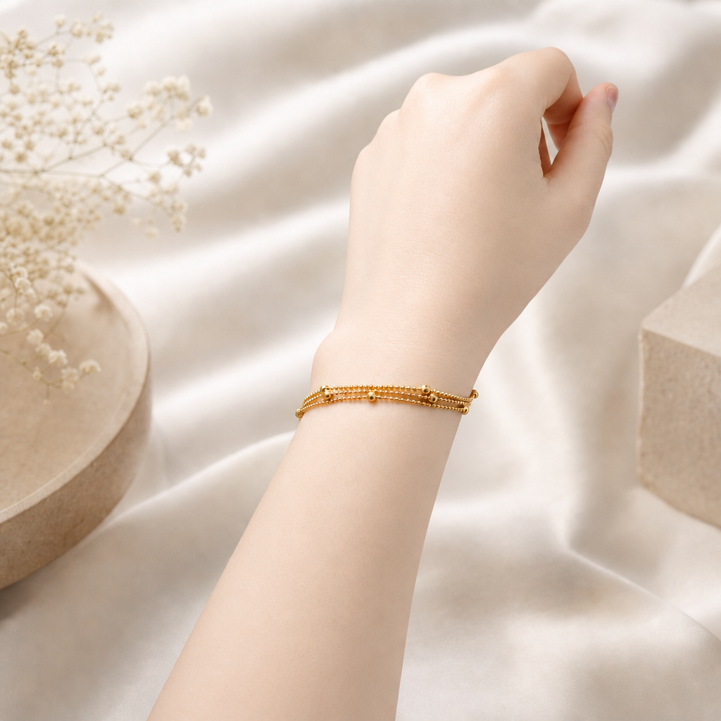 Beaded Layers Gold Bracelet