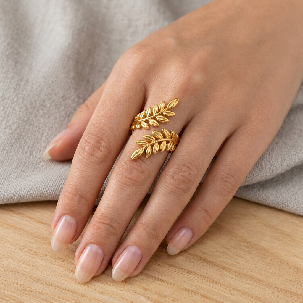 Double Feather Wrap Gold Ring