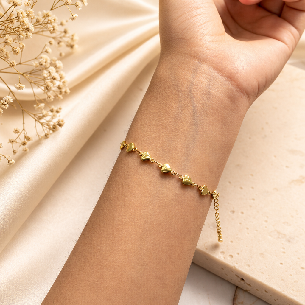 Heart Chain Gold Bracelet