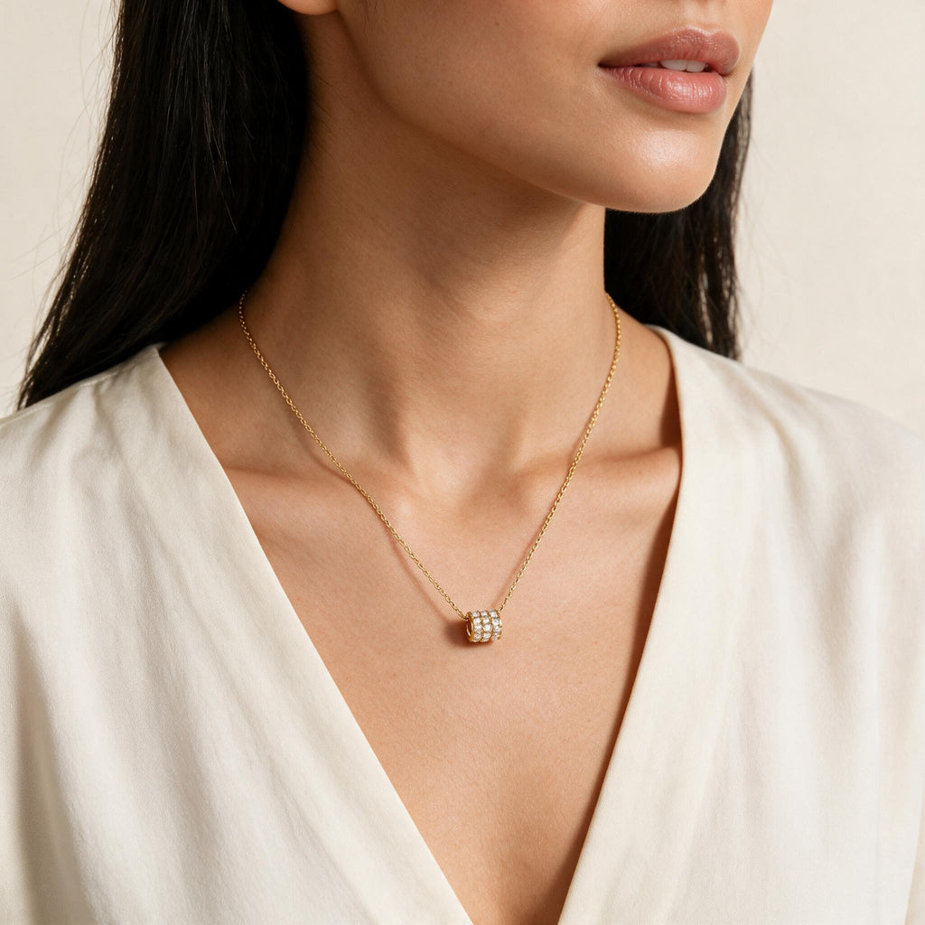 Gold Cube Luxe Pendant Necklace