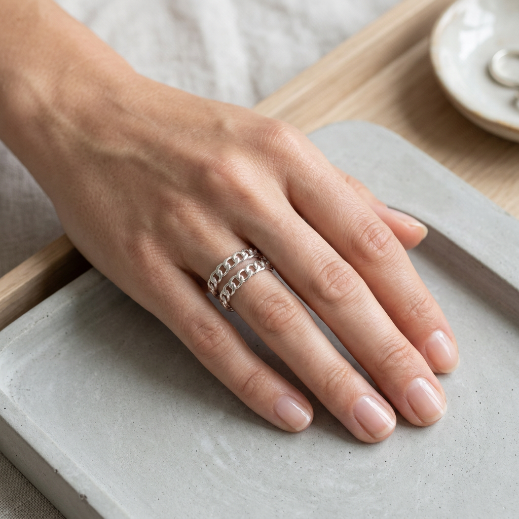 Silver Chain Stack Ring