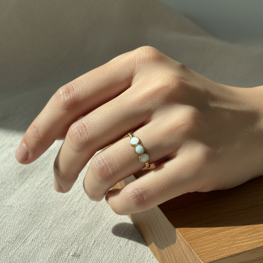White Trilogy Gold Ring