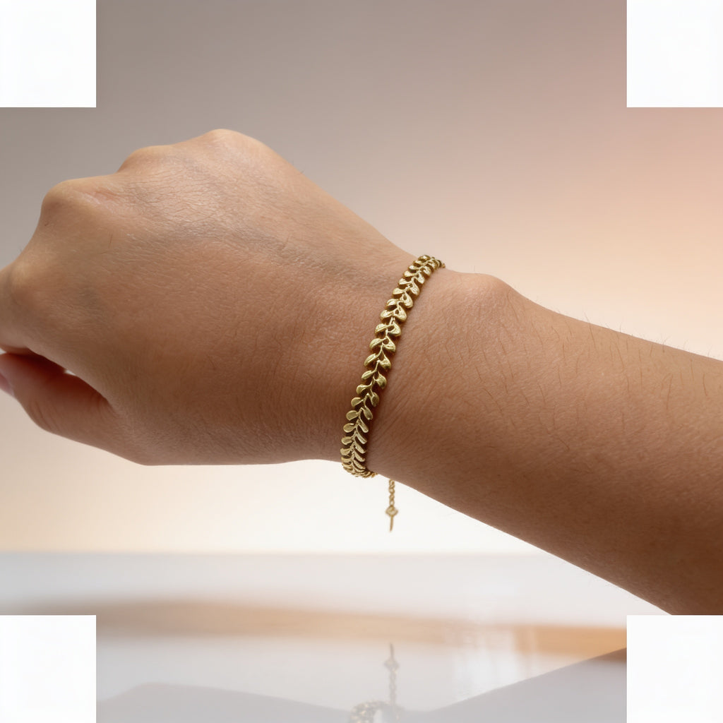 Gold Leaf Chain Bracelet