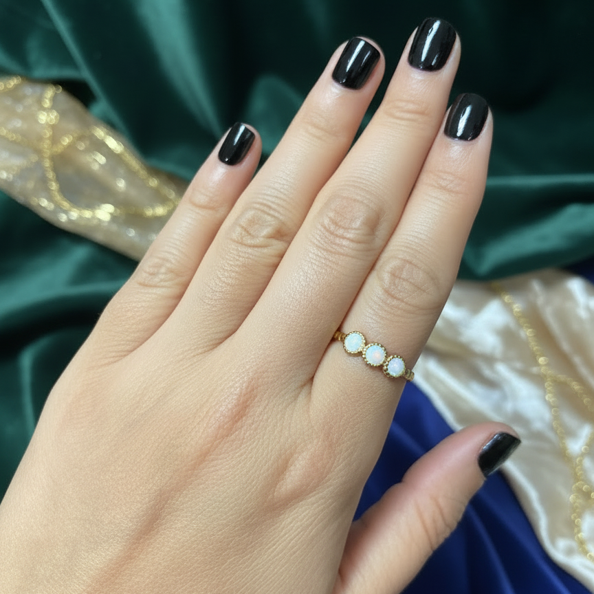 White Trilogy Gold Ring