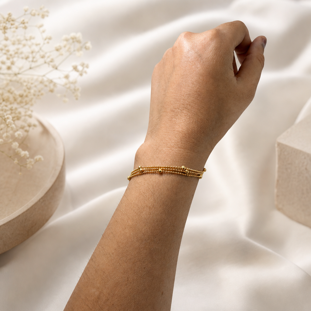 Beaded Layers Gold Bracelet