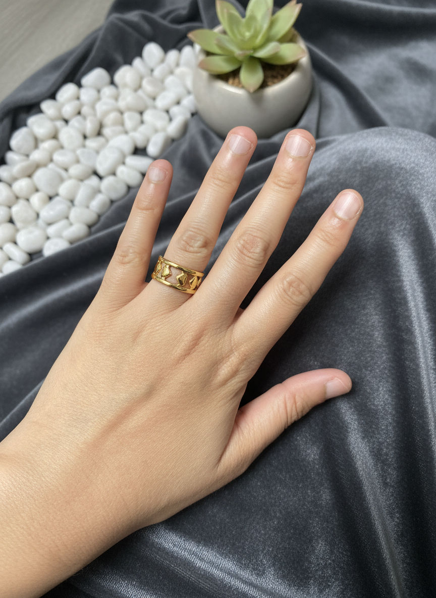 Golden Filled Hearts Ring