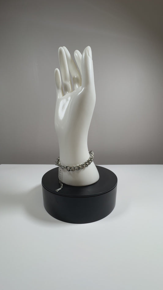 Silver Roman Black Stone Bracelet for Men